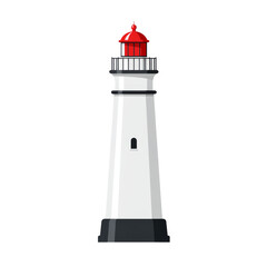 Nautical lighthouse sea navigation beacon isolated navy guidance equipment. Vector marine tower with searchlight lamp isolated on transparent background, PNG