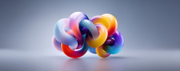 Colorful abstract knot shape, smooth curves, vibrant gradients, digital art concept.