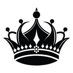 Stylized Black Crown Graphic Featuring Spheres and Diamond Shapes for Royal Design Projects