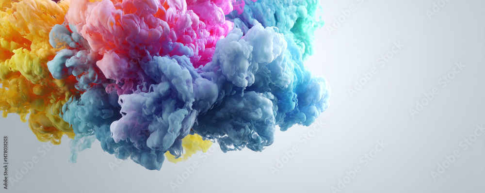 Poster colorful smoke cloud creating a vibrant and dynamic visual effect.