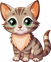 Obraz premium Cute Kitten Illustration: A captivating illustration of a charming kitten, with big, expressive eyes, soft fur, and a playful pose, embodies innocence and affection.