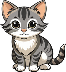 Fototapeta premium Cute Cartoon Cat: A charming and adorable cartoon cat with a playful expression, captured in a delightful illustration of its endearing features.