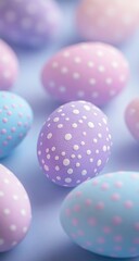 Fototapeta premium Pastel Easter Eggs with Spring Background.