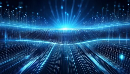 Abstract blue background data technology glowing lines
