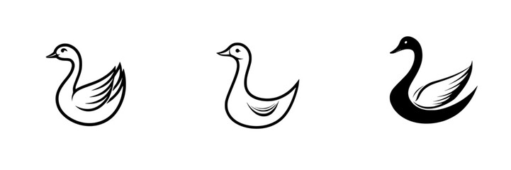 Obraz premium Simple vector illustration of ducks in various styles showcasing feathers and outlines