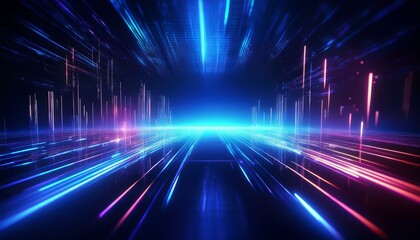 Abstract blue background data technology glowing lines