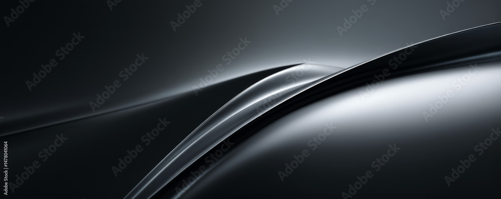 Poster elegant black abstract background with smooth curves and reflections.