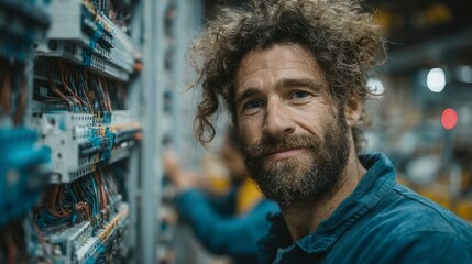 Industrial Worker Portrait Electrical Panel Maintenance Engineering Technician