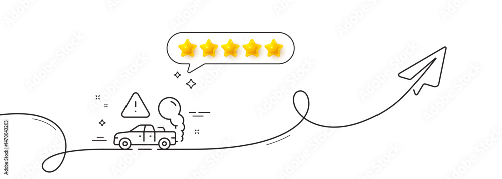 Poster exhaust line icon. continuous line with share plane. car co2 fumes sign. vehicle danger emission sym