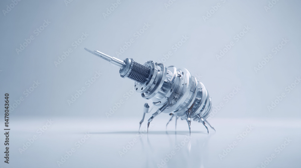 Poster futuristic mechanical creature showcasing advanced engineering and design elements.