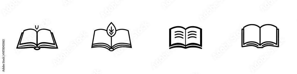 Poster vector illustration icons of various books with different designs showcasing reading and learning co