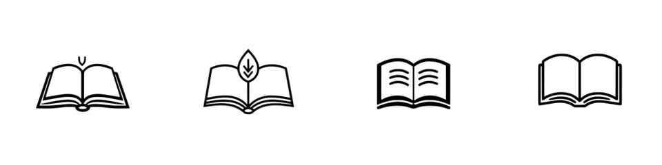 Vector illustration icons of various books with different designs showcasing reading and learning concepts