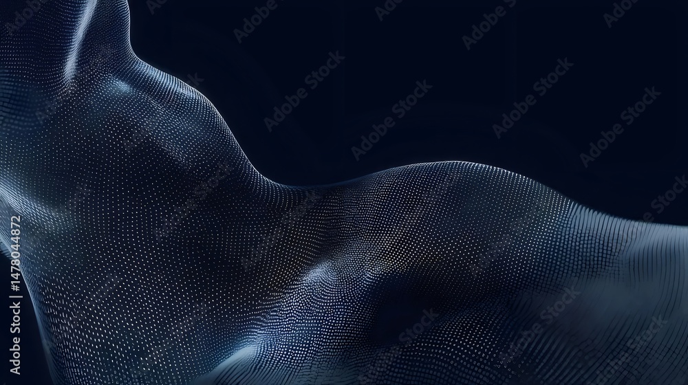 Poster abstract digital render of female form with glowing particles on dark background