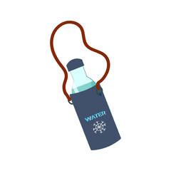 Bottle of water in a thermos bag  icon. Flat isolated vector illustration on transparent background.