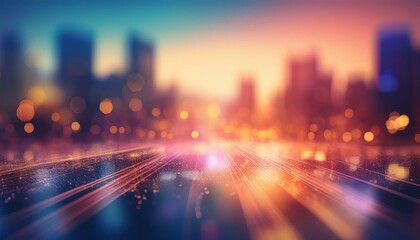 Fototapeta premium Summer vacation concept- Abstract blur city sunrise sky background