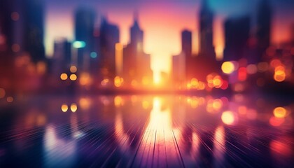 Summer vacation concept- Abstract blur city sunrise sky background