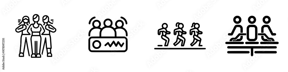 Poster vector illustrations depicting social interaction and group activities in a dynamic and engaging sty