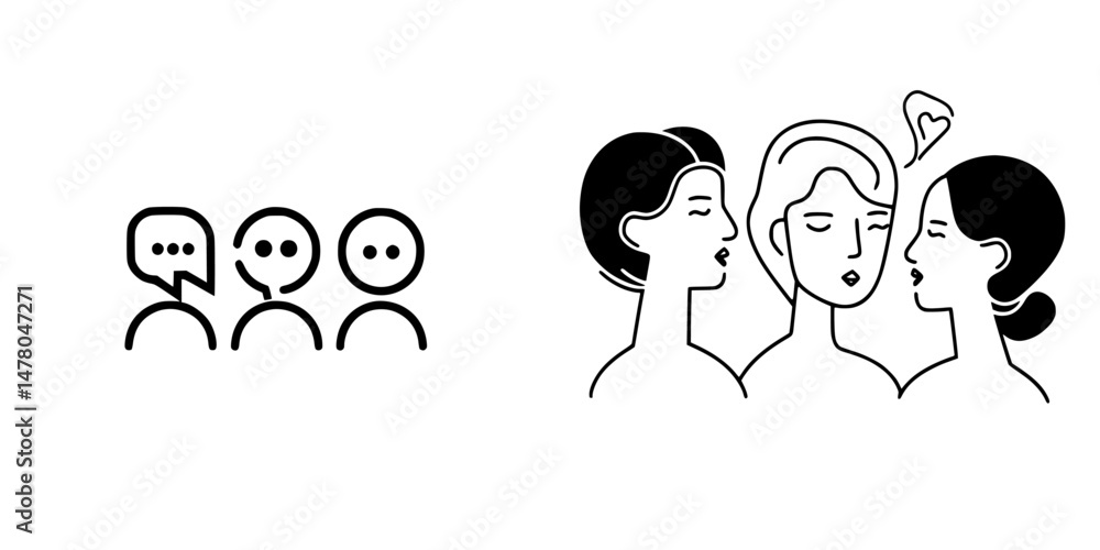 Poster communication and connection concepts depicted through vector illustrations of dialogue and interact