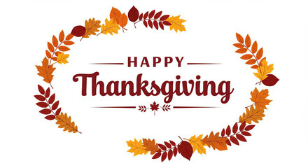 Thanksgiving Celebration with Autumn Leaves Wreath Festive Holiday