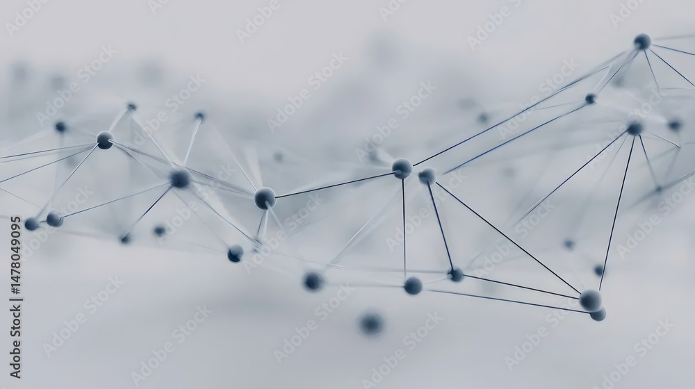 Poster abstract geometric network with blue spheres and connecting lines in a modern design perfect for tec