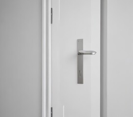 Fototapeta premium Close-up of pristine white door, minimalist handle , door knob, minimal