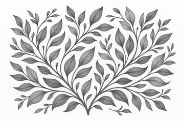 Fototapeta premium Ornament of leaves and branches in monochrome scale