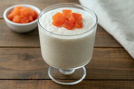 Creamy Senegalese Thiakry Millet Yogurt Dessert with Candied Papaya