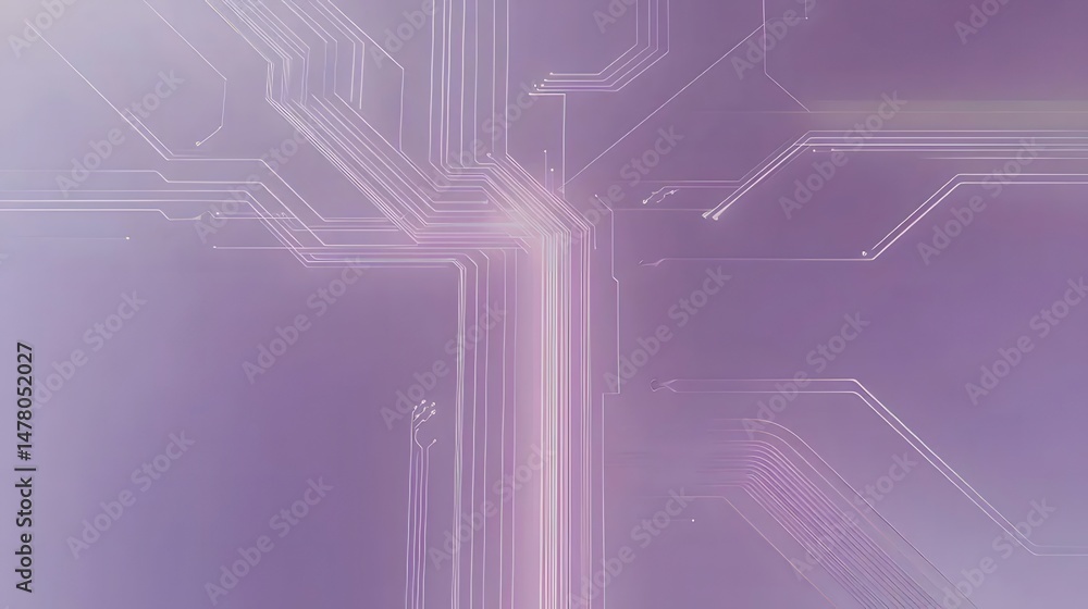 Poster abstract geometric pattern with glowing lines on lilac background for modern digital design and futu