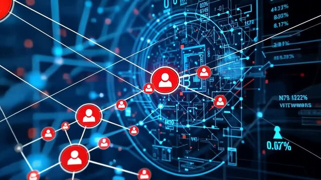 Cyber Connections: A striking visual representation of a connected network, highlighting data flow and human interaction through intricate lines and digital symbols.