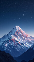 snow covered mountains and stars