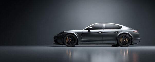 Sleek black sports car showcasing modern design and powerful performance.