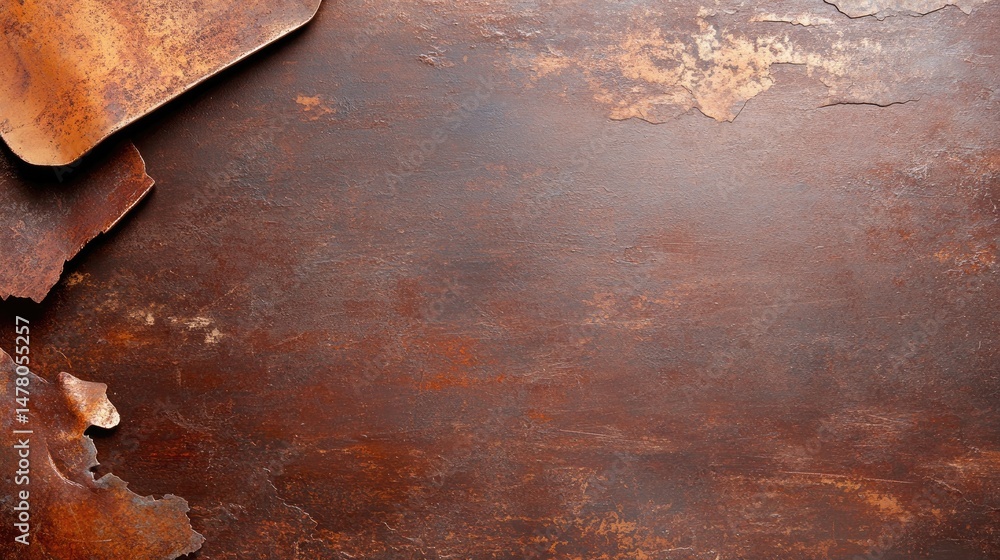 Poster weathered brown texture background with rust effect and flaking paint for design purposes