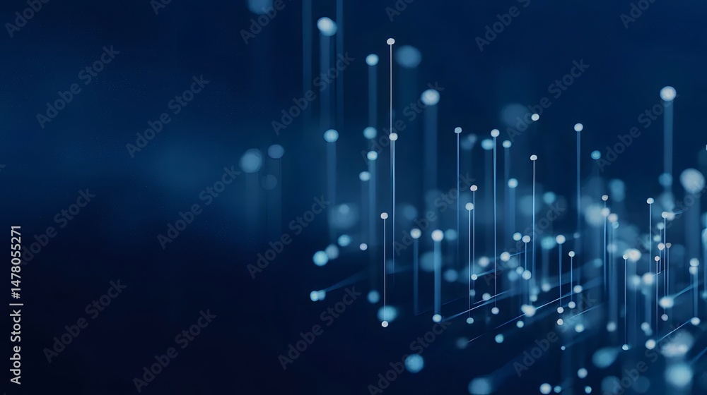 Poster futuristic digital network of data and connection on deep blue background highlighting advanced tech