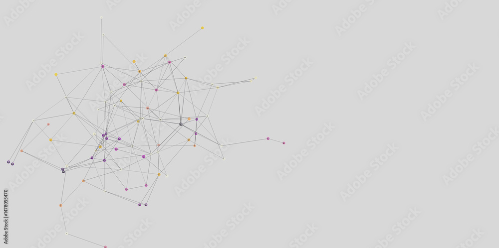 Poster Stock photo of a complex network visualization. Ideal for technology, data, and connection concepts.