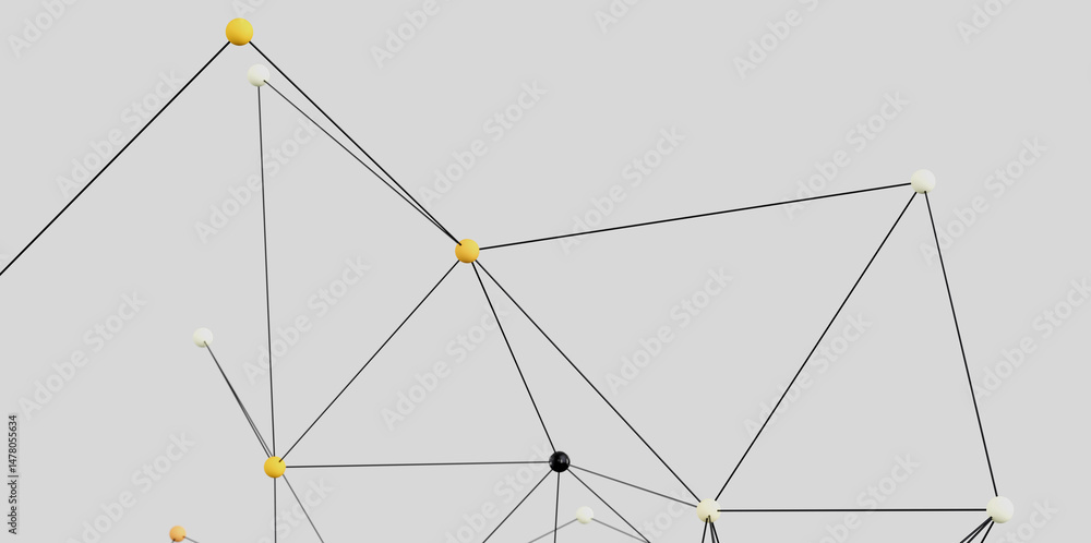 Poster Modern abstract image of interconnected nodes. Ideal for technology, network, and connection concepts.