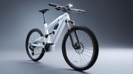 Naklejka premium Sleek electric mountain bike designed for rugged terrains and smooth rides.