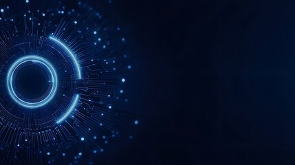 Intricate Blue Technology Network Design on Dark Backdrop Featuring Abstract Digital Connection and Futuristic Cyber Elements for Modern Communication
