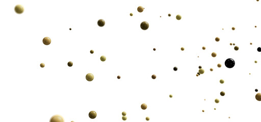 A visually appealing stock photo featuring various sized spheres in beige and black, floating on a white background.