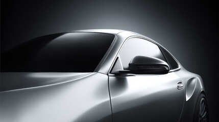 Sleek modern car design with reflective surfaces in dramatic lighting.