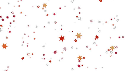 Festive background with scattered stars in red, orange, and gray shades on a white background. Perfect for celebrations.