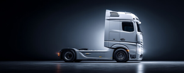 Sleek modern truck in a studio setting, showcasing advanced design and technology.