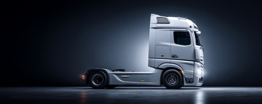 Sleek modern truck in a studio setting, showcasing advanced design and technology.