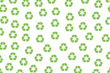 Seamless pattern with recycling icon, recycle icons