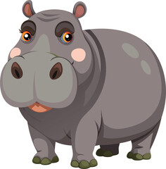 Fototapeta premium Friendly Hippo: A captivating illustration of a smiling hippo, bringing a touch of joy to the viewers. A delightful depiction of this magnificent mammal, designed to amuse and inspire.
