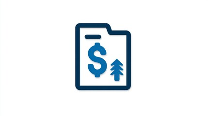Financial Document Icon with Dollar Sign and Tree Symbol for Business and Environmental Concept