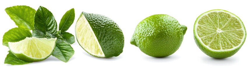 Fresh limes with leaves