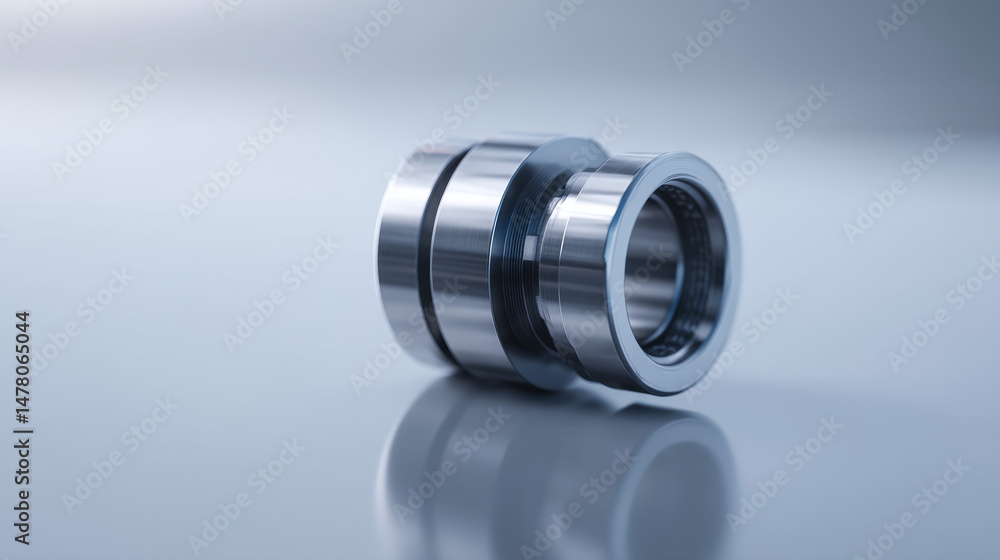 Poster a close-up of a metallic coupling showcasing precision engineering.