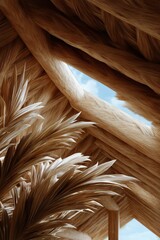Creative Design of Woven Natural Fibers With a Bright Sky Background