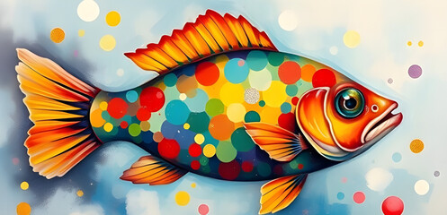 abstract fish oil paint, vector fish oil paint, fish painting,  fish art, fish design