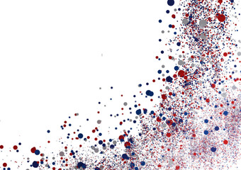 Colorful festive backdrop with red, blue, silver particles